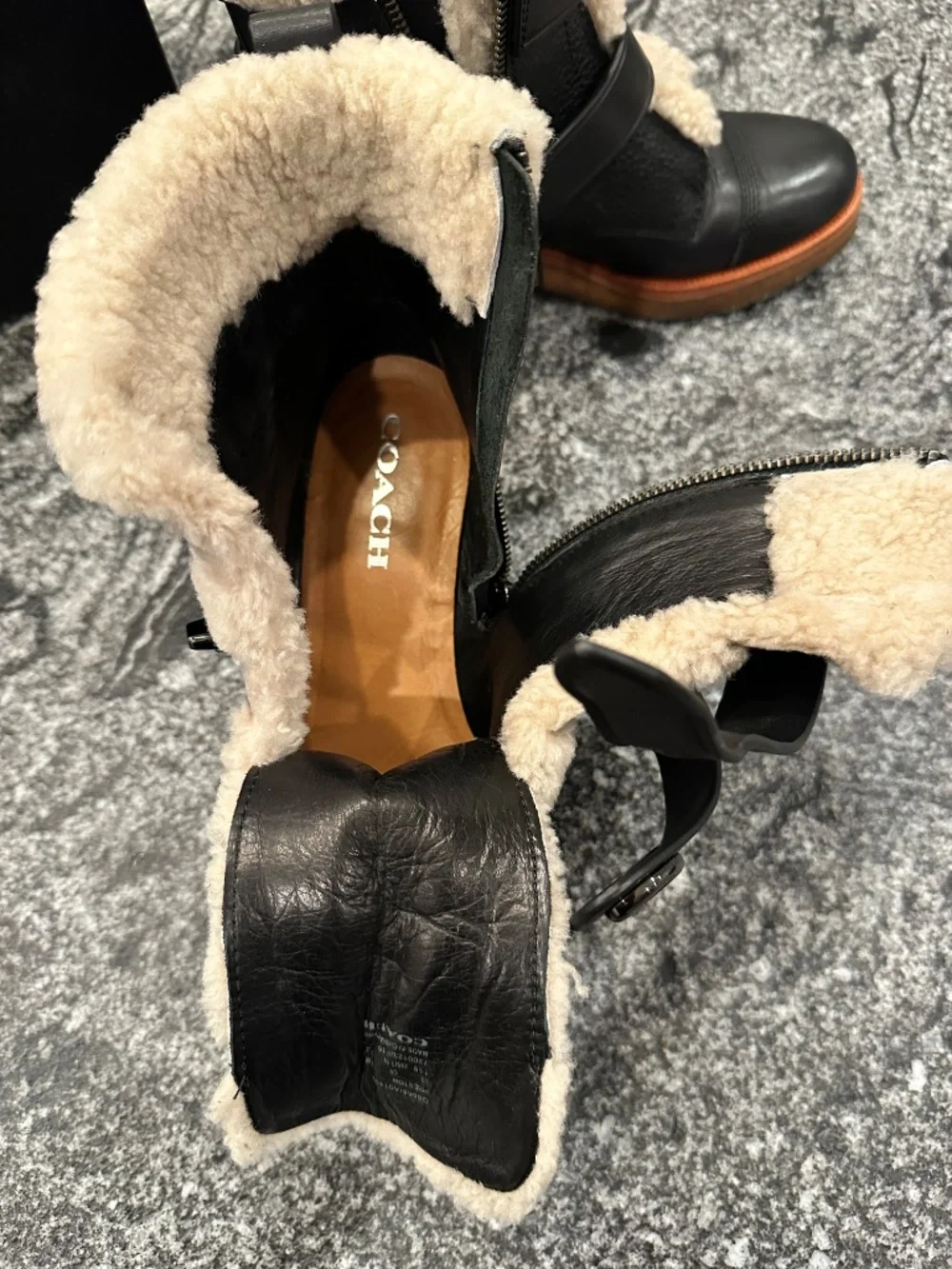 Coach Preston Black Leather Ankle Boots